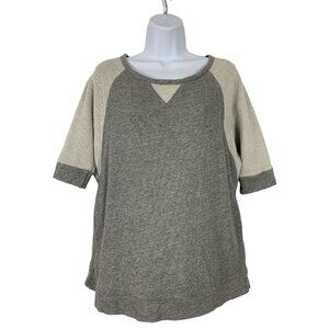 Calvin Klein Performance Womens Heather Gray & Beige Raglan Sleeve Top Medium